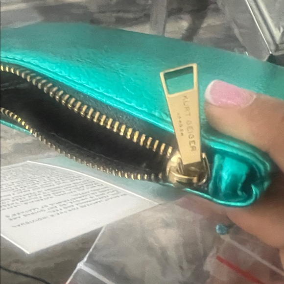 Kurt Geiger Elegant Teal Crystal-Embellished Clutch - Picture 8 of 11